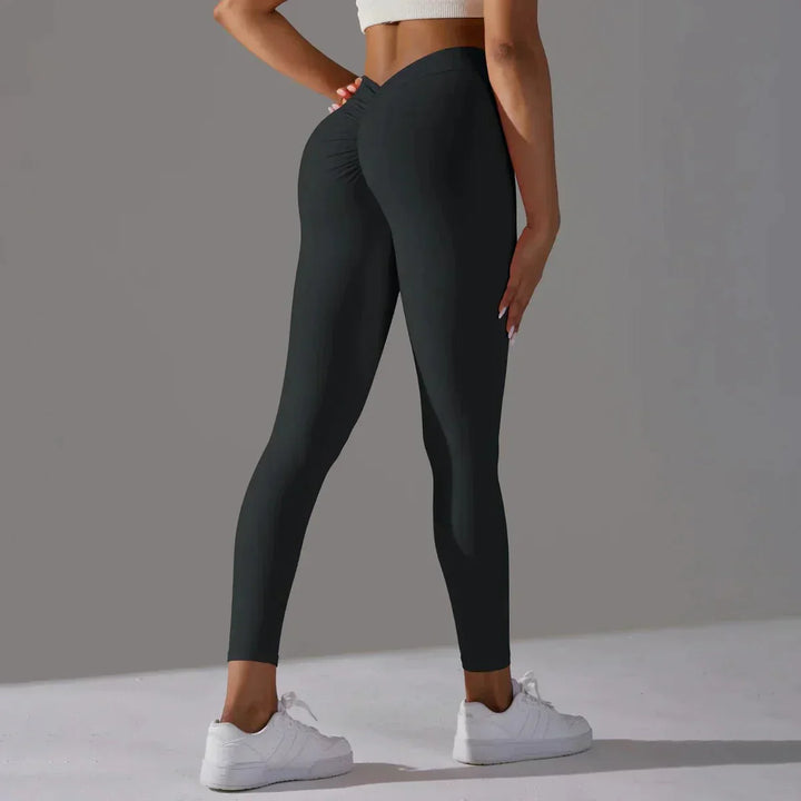 Scrunch compression yoga pants for women, offering comfort & support during yoga and fitness.
