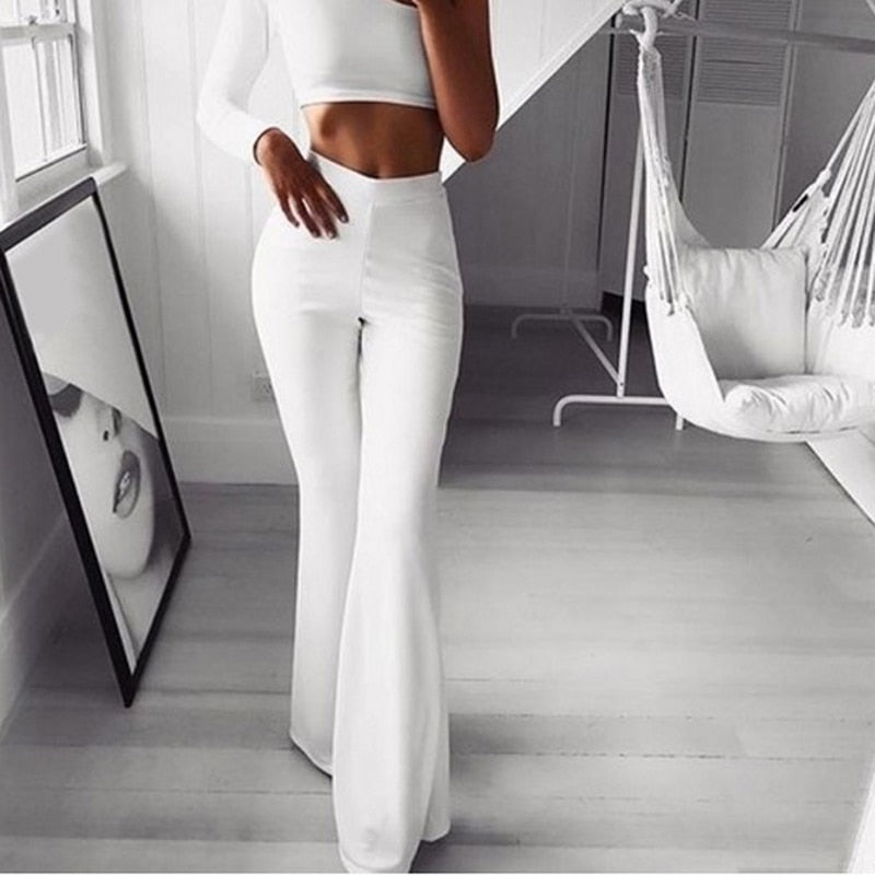 Modern women's high-waisted tailored trousers for a sleek, slim-fit silhouette; ideal for fashion-forward looks.