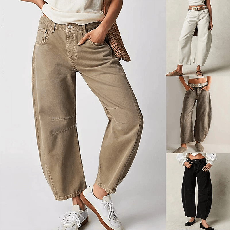 Stylish & comfortable high-waisted wide leg women's jeans, versatile denim for modern casual outfits.