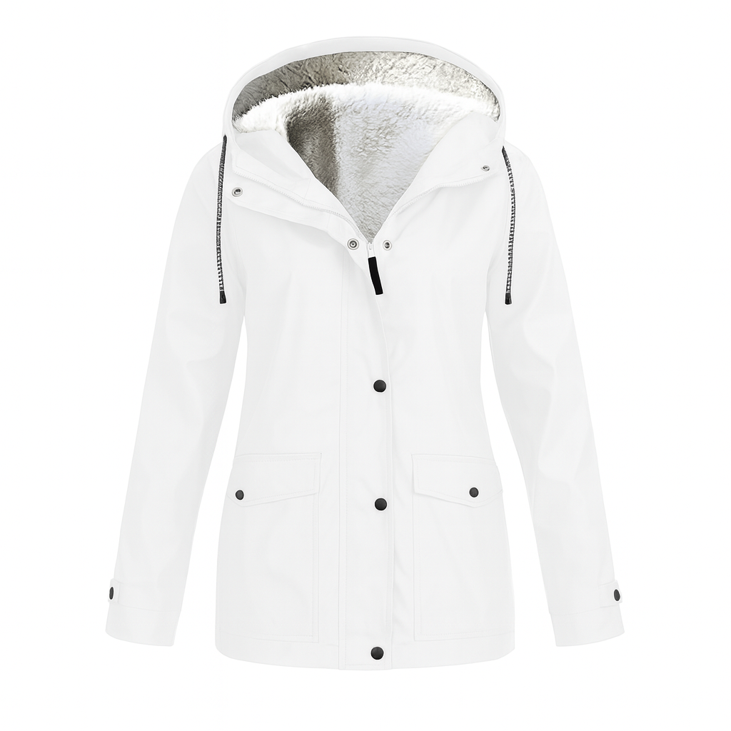 Casual women's hooded mid-length parka, perfect for everyday cold weather fashion & warmth.