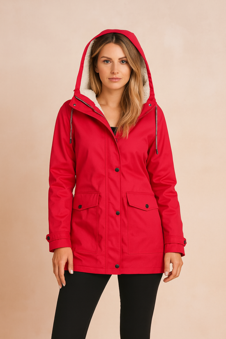 Everyday women's hooded mid-length winter jacket, essential casual outerwear for cold weather.