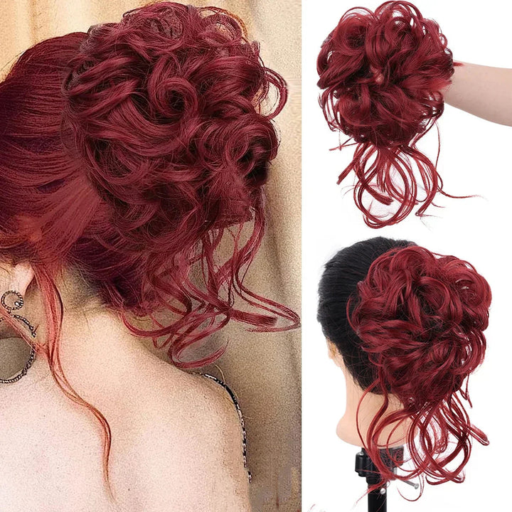 Synthetic hair bun clip adds instant volume & length, ideal for women's updos.