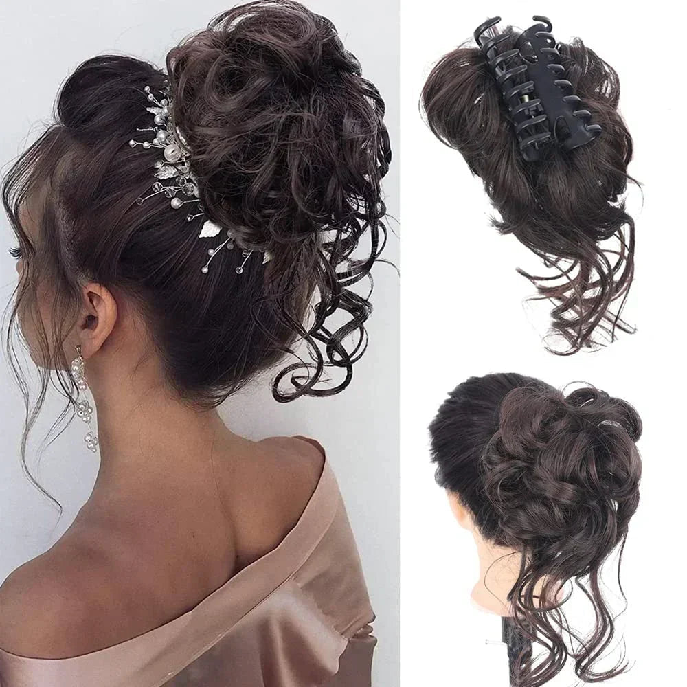 Easy-to-attach women's synthetic hair bun clip for a full, stylish updo.