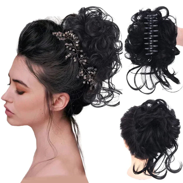 Synthetic voluminous hair bun clip for women, creating a chic, instant updo.