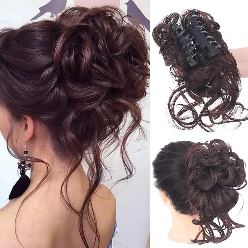 Instant hair bun clip for women, giving a natural-looking voluminous updo.
