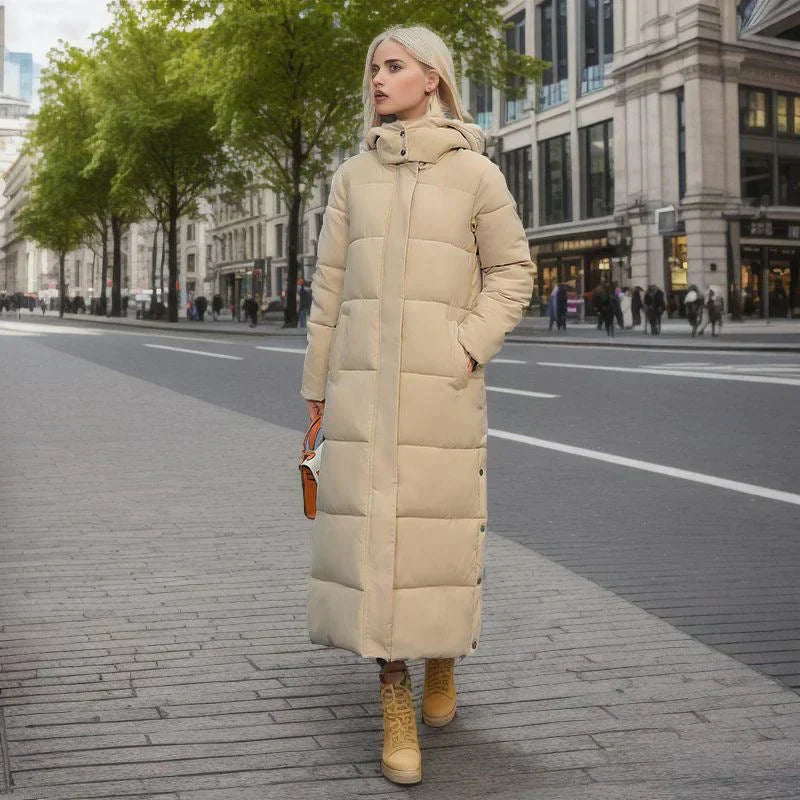 Stylish Isabella women's long winter coat, ultimate warmth, perfect for cold weather elegance.