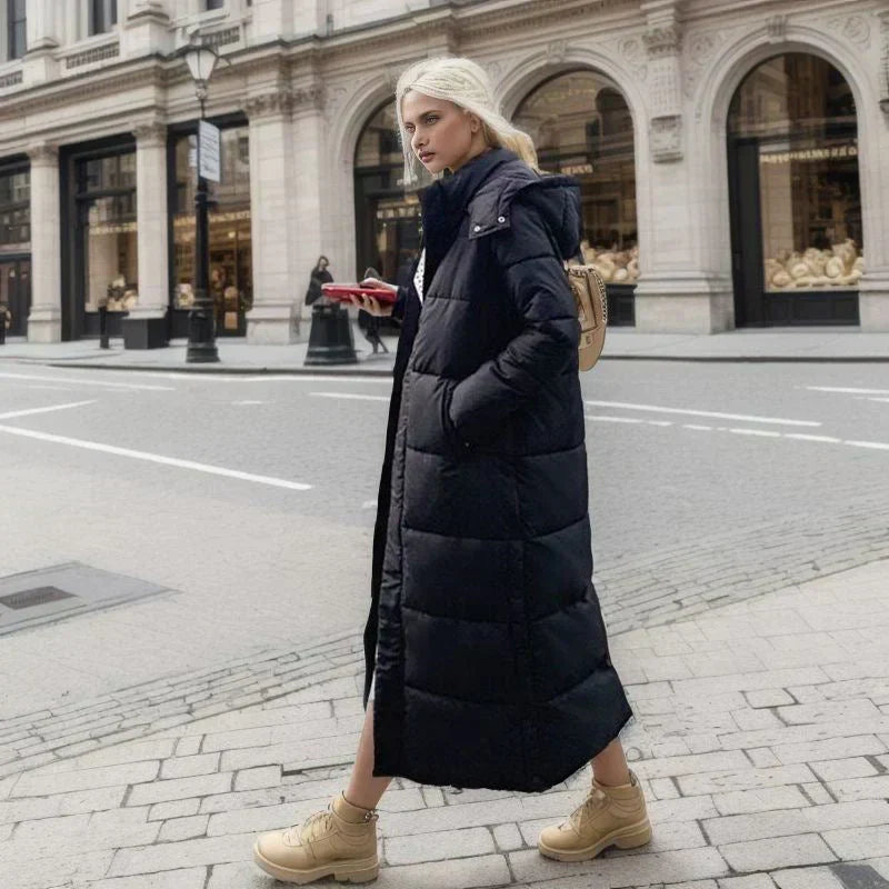 Green Isabella long women's coat, ultimate warmth, elegant winter jacket for female apparel.