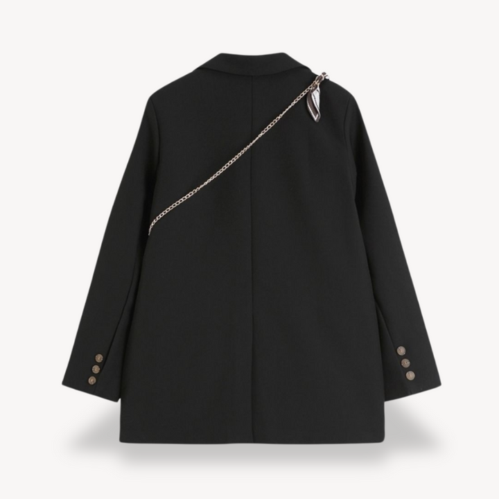 Chic women's khaki oversized blazer with double-breasted design. Perfect for effortless style, business casual outfits.