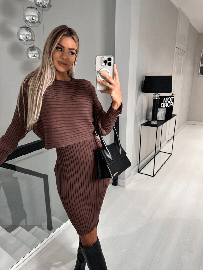 Perfect women's knit sleeveless dress & sweater set for versatile styling and comfortable fashion.