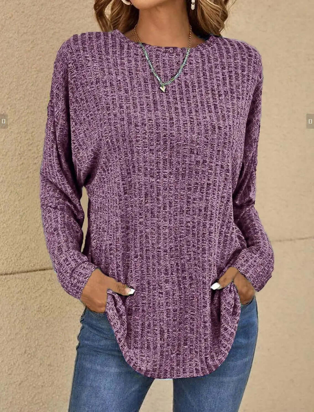 Stylish women's soft knit stretchy long sleeve top. Ideal for casual comfort & modern everyday fashion.