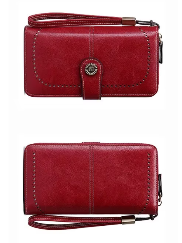 Versatile women's travel wallet, PU leather wristlet with RFID and space.