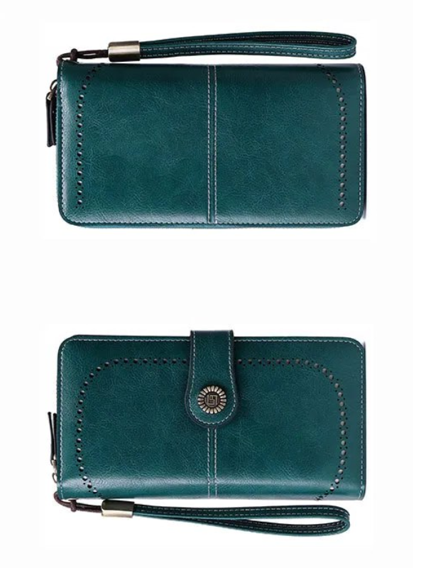Stylish women's RFID leather wallet, large capacity for cards & cash.
