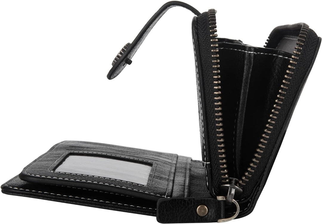 RFID blocking women's leather card holder wristlet, large capacity for essentials.