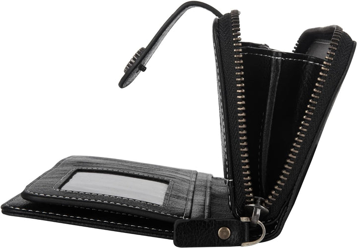 RFID blocking women's leather card holder wristlet, large capacity for essentials.