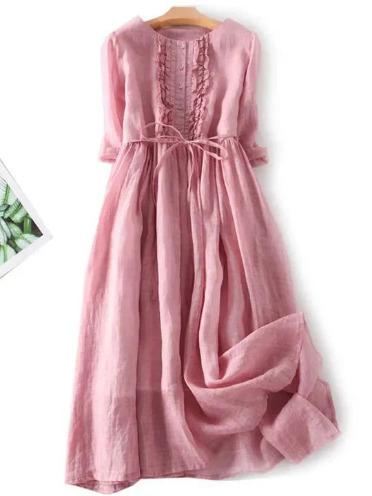 New women's effortless summer sundress. Light, chic, and comfortable; perfect beach or vacation wear with ruffles.