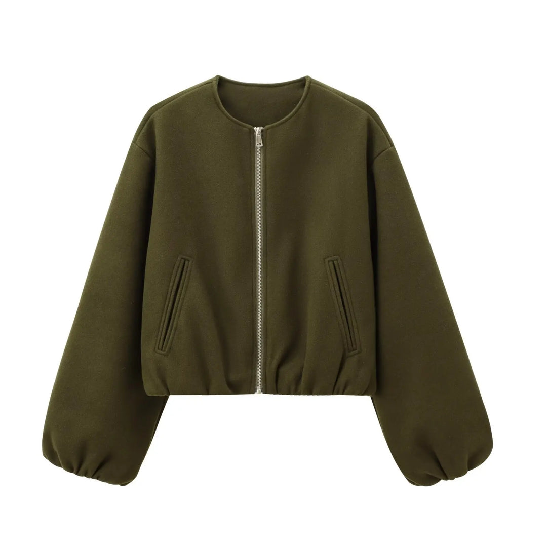 Everyday style: women's lightweight bomber jacket, casual and versatile outerwear with modern balloon sleeves.