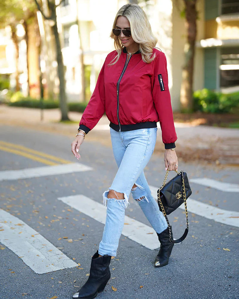 Stylish lightweight women's bomber jacket, essential for everyday and casual wear.