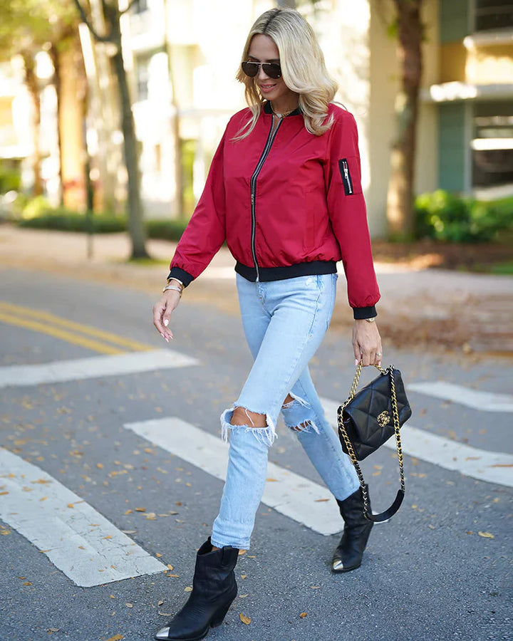 Stylish lightweight women's bomber jacket, essential for everyday and casual wear.