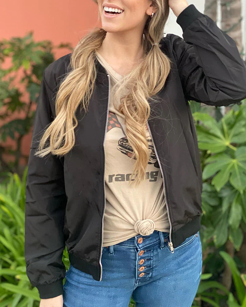 Stylish lightweight women's jacket, versatile for spring and fall casual fashion.