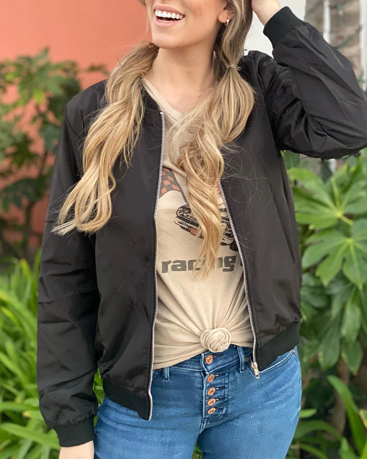 Stylish lightweight women's jacket, versatile for spring and fall casual fashion.