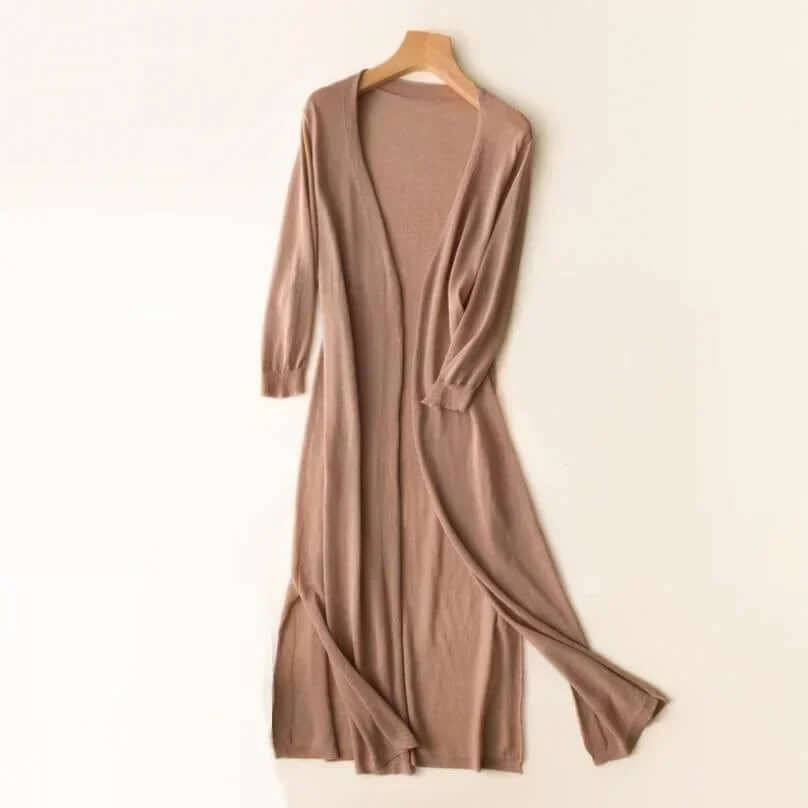 Women's long sleeve open cardigan, lightweight knit, perfect for versatile fashion & comfort.