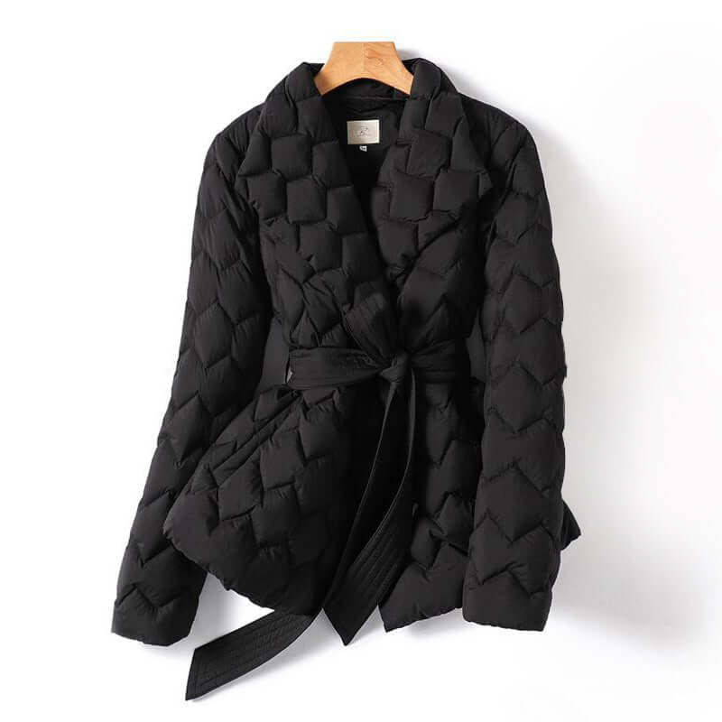 Stylish women's lightweight puffer jacket. Cozy, warm outerwear perfect for winter fashion & everyday wear.