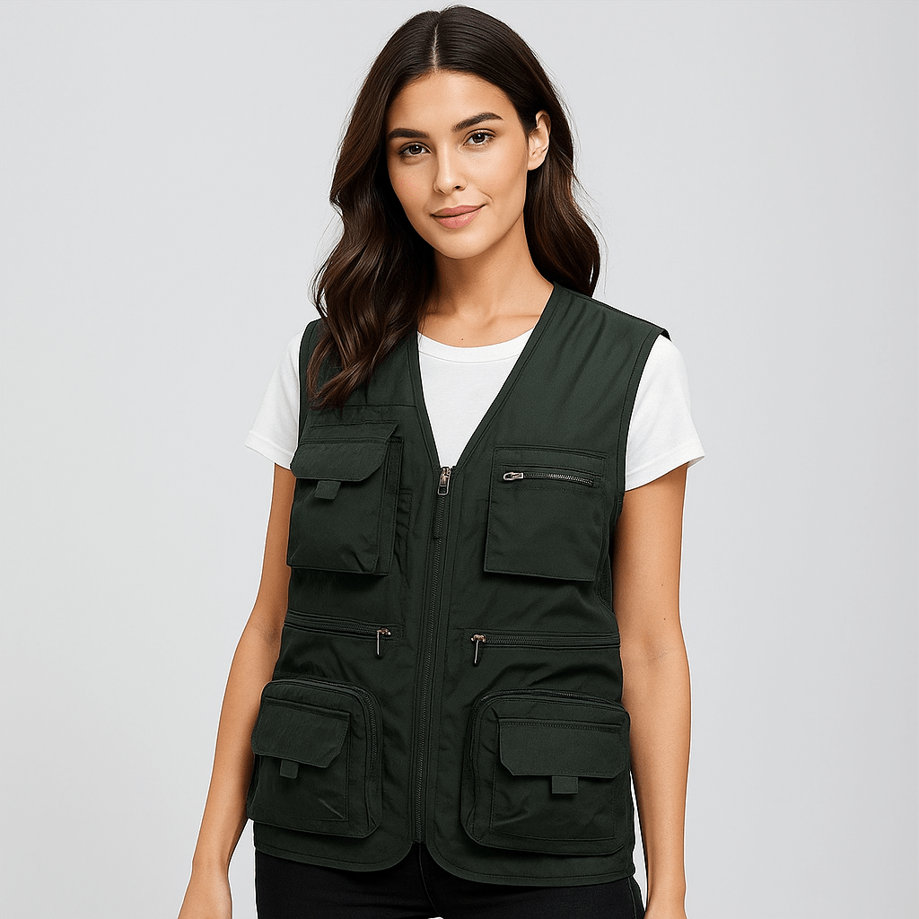 Comfortable women's summer vest, lightweight & breathable, multi-pocket for outdoor pursuits.