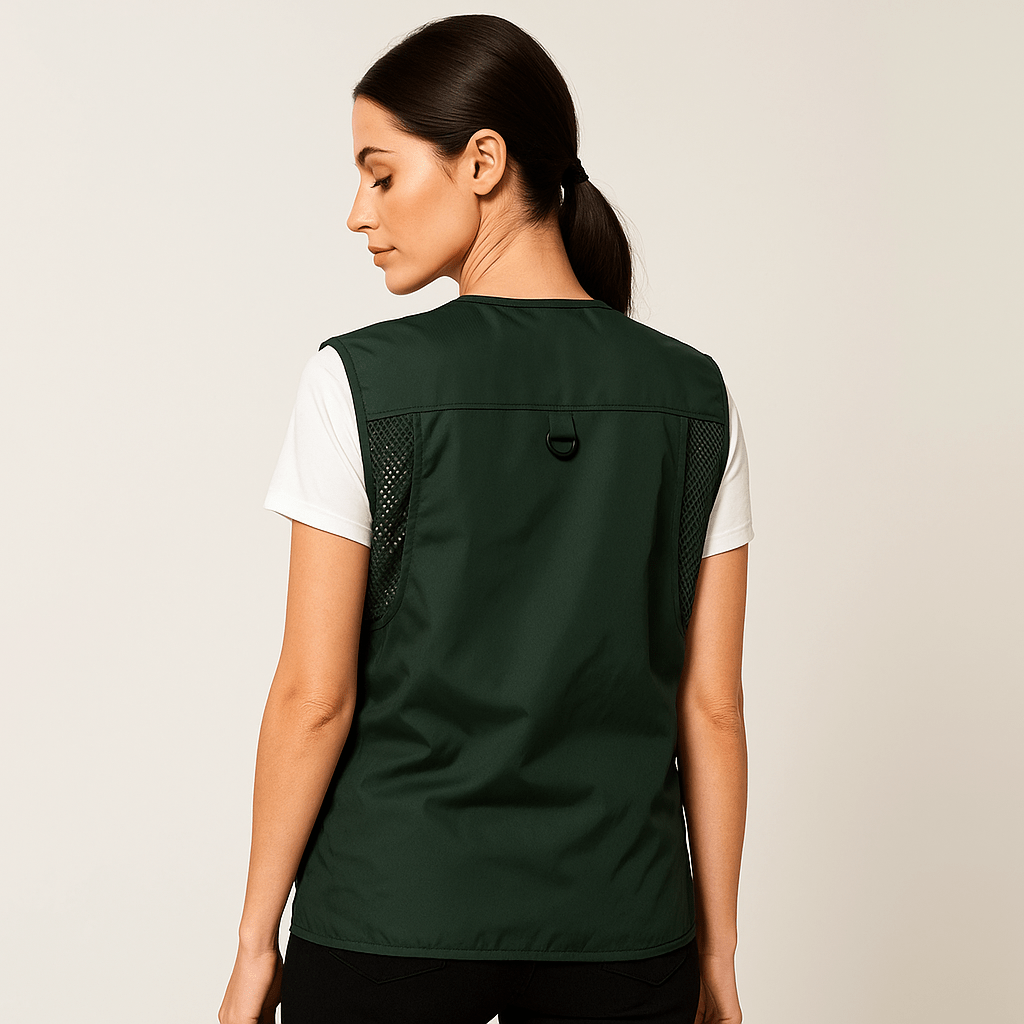 Women's multi-pocket summer vest, lightweight and breathable for outdoor adventures.