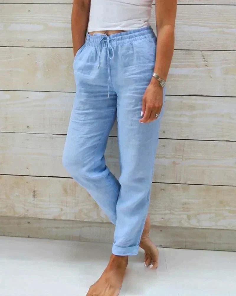 Versatile women's lightweight casual pants, great for summer comfort, travel outfits, and relaxed everyday wear.
