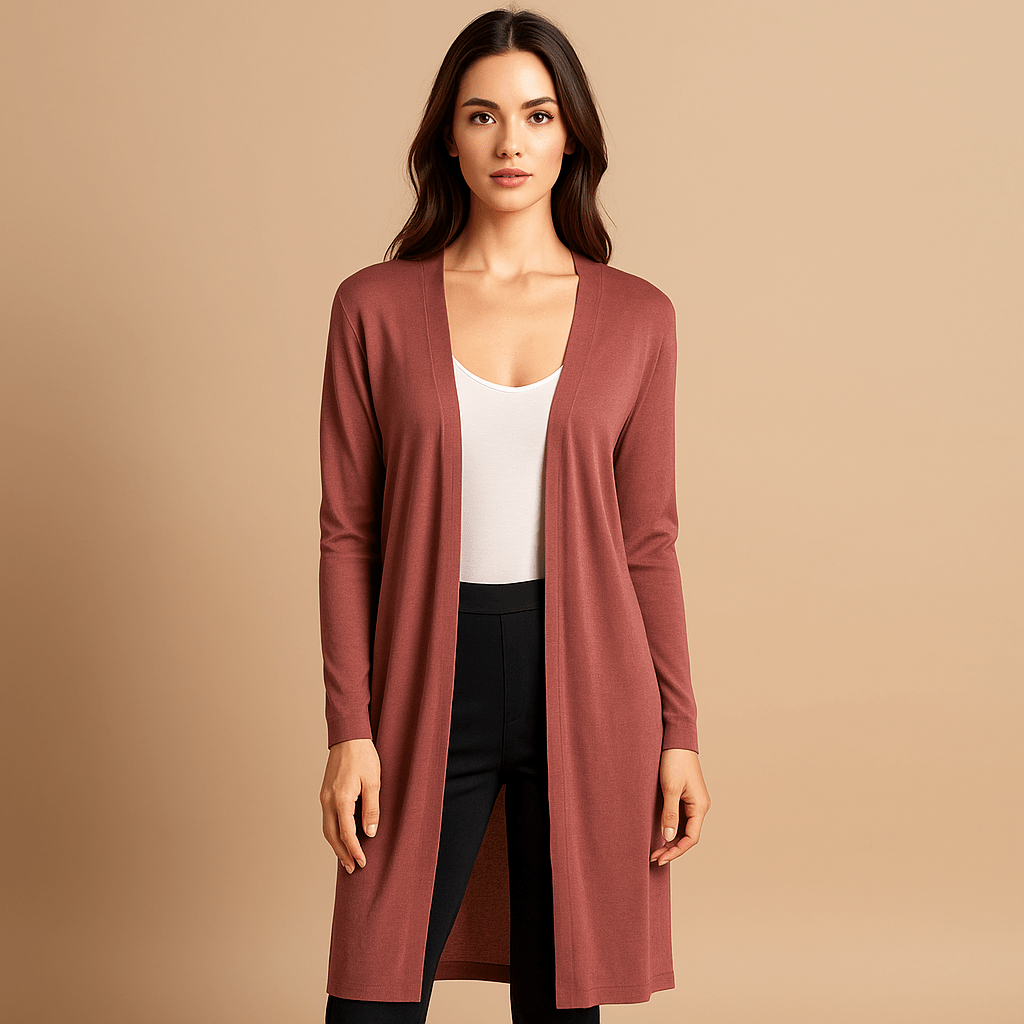 Comfortable women's knit sweater cardigan, soft long design for cozy wear and stylish outerwear.
