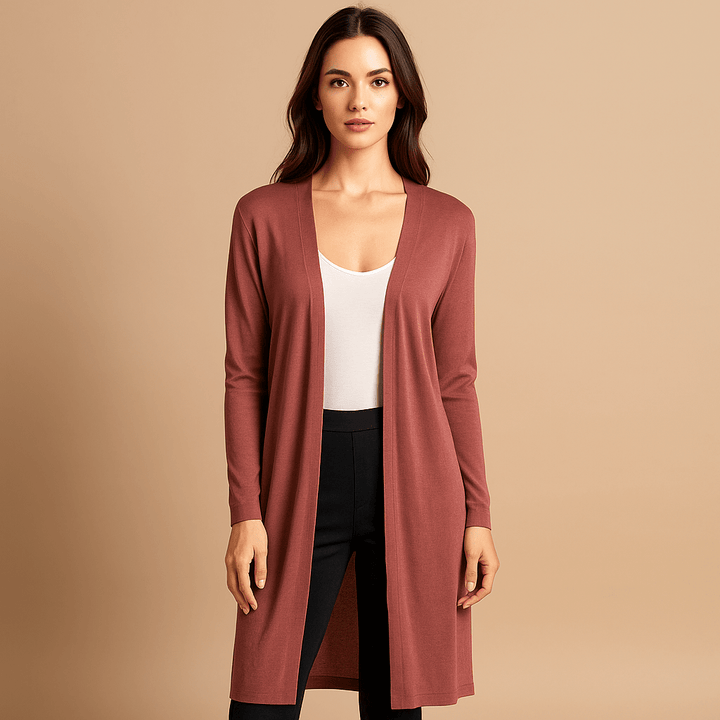 Comfortable women's knit sweater cardigan, soft long design for cozy wear and stylish outerwear.