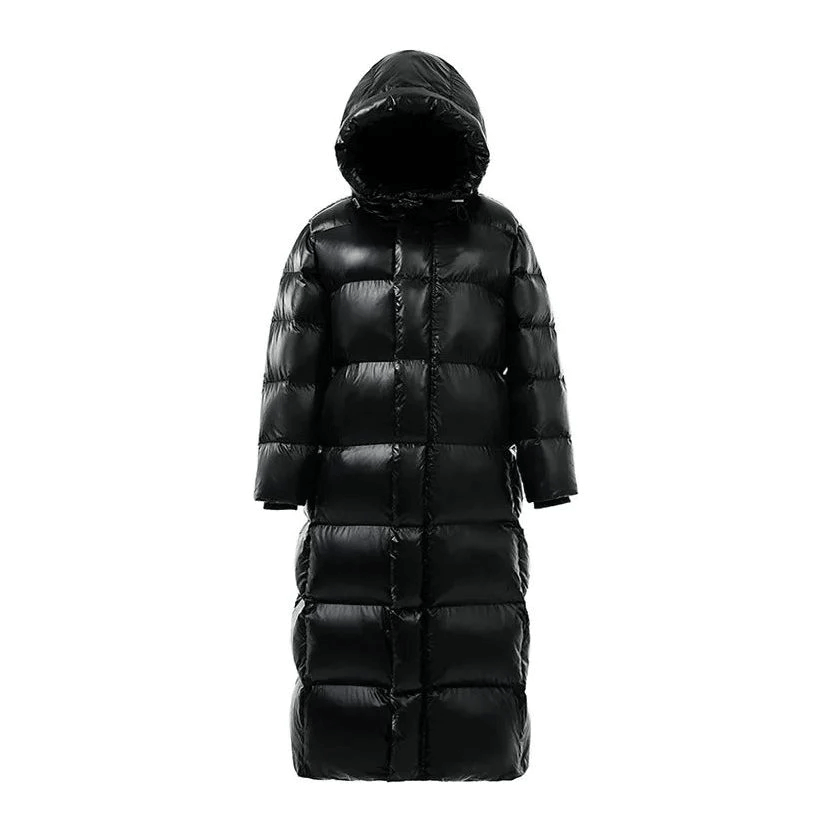 Cozy women's long padded jacket, offering warmth and style. Insulated winter coat for ultimate cold weather protection.