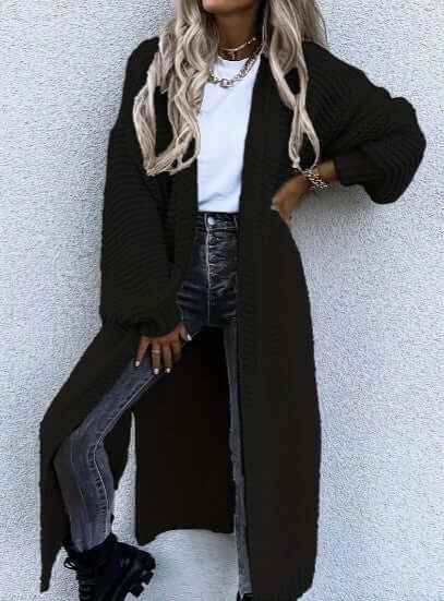 Chic women's long sleeve open front knitted cardigan top. Great for autumn and winter style.