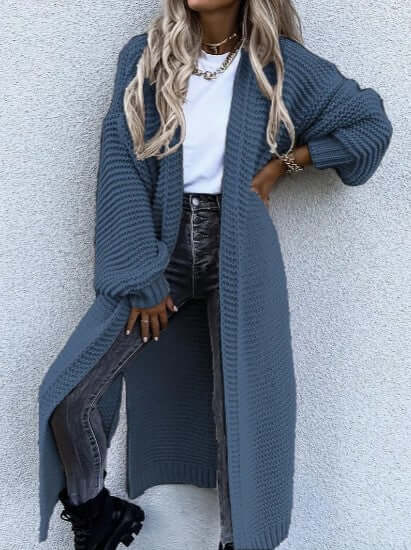 Premium women's long sleeve open front knitted cardigan. Cozy, elegant, and perfect for layering.