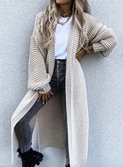 Versatile women's long sleeve open front cardigan, a must-have layering piece for casual chic.