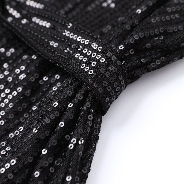 Dazzling women's long sleeve sequin mini dress, designed for a show-stopping look at any evening event.