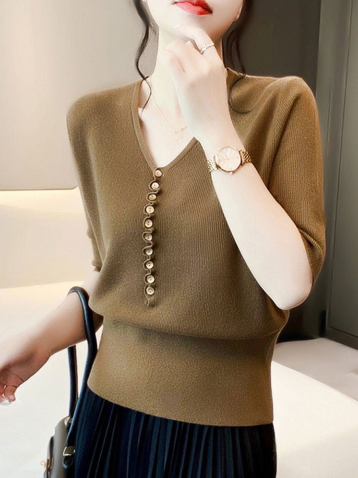 Cozy women's button down V-neck sweater, a chic & comfortable staple for any season.