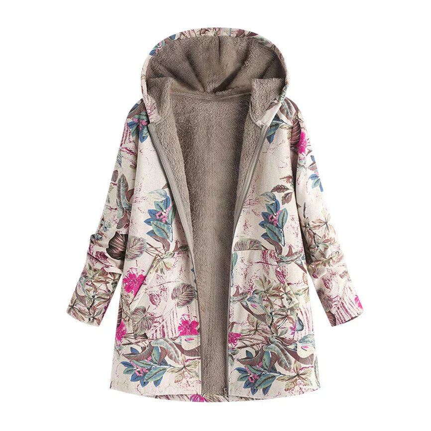 Women's long spring jacket with hood & pockets. Lightweight, casual transitional outerwear for everyday fashion.