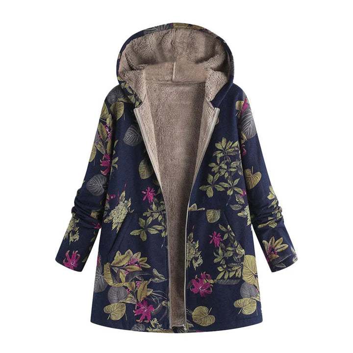 Hooded women's long spring jacket with practical pockets. Ideal lightweight outerwear for transitional weather.