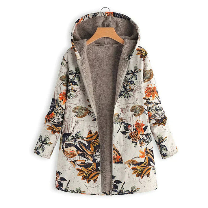 Casual women's long spring jacket, hooded, with pockets. Stylish everyday fashion and transitional outerwear.