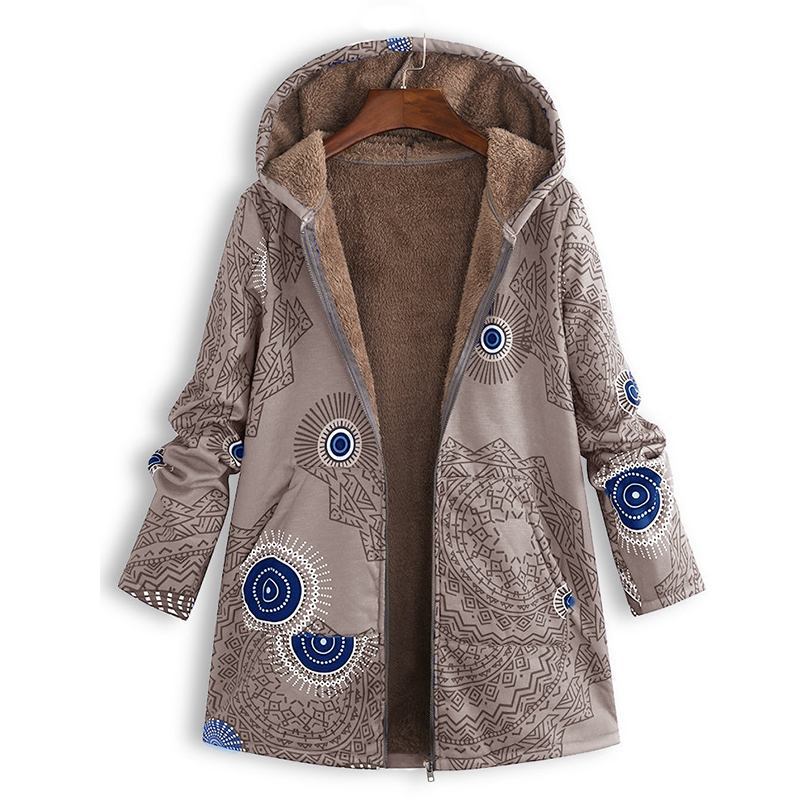 Practical women's long spring jacket, hooded, with pockets. Perfect lightweight coat for changing weather.