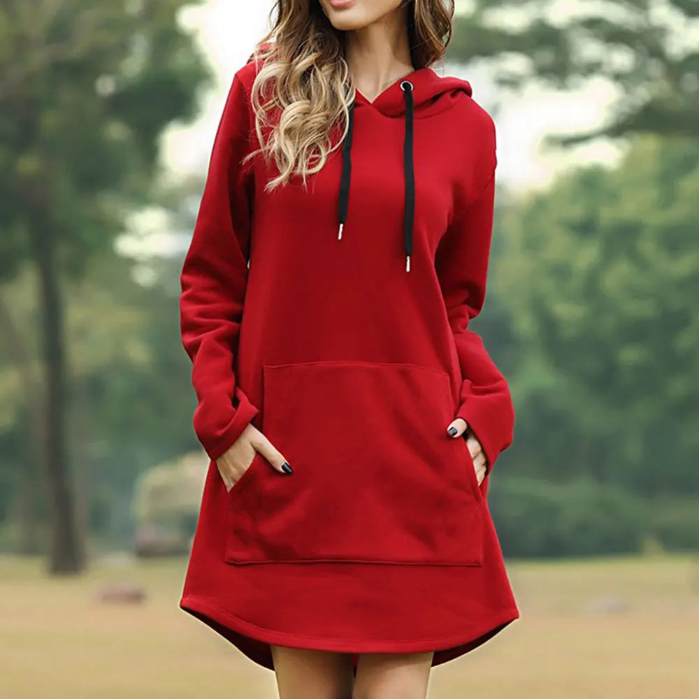 Women's long style hoodie, perfect for fall and winter. Cozy, oversized, and casual comfort.