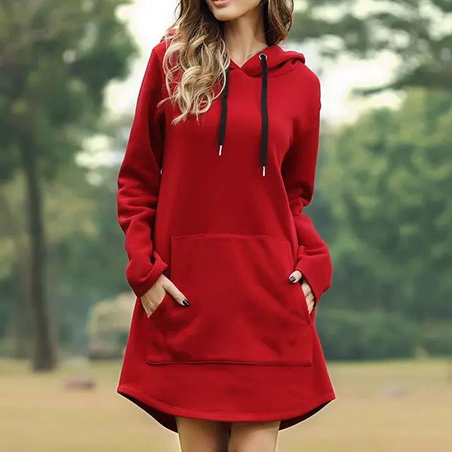 Women's long winter wear hoodie, designed for cozy, casual style. Perfect everyday apparel.