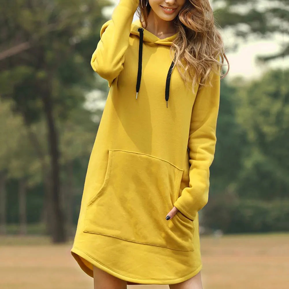 Oversized women's long hoodie, soft & cozy. Perfect casual apparel for chilly fall & winter days.