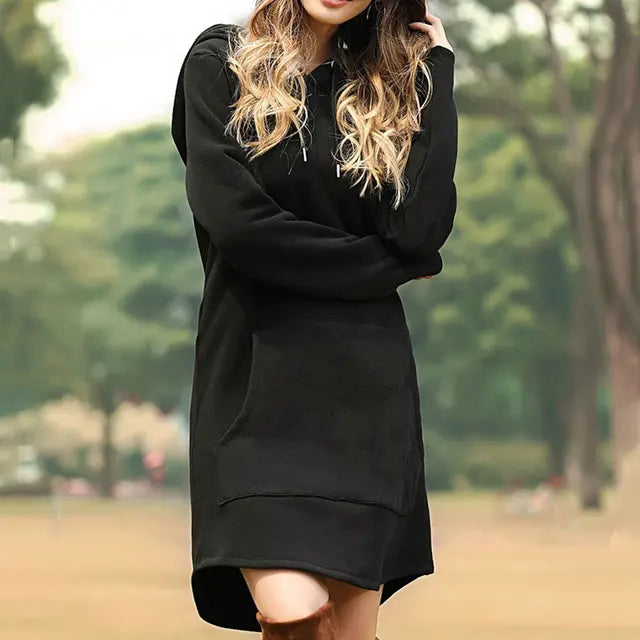 Women's long oversized sweatshirt in a relaxed fit. Perfect for fall fashion and winter coziness.