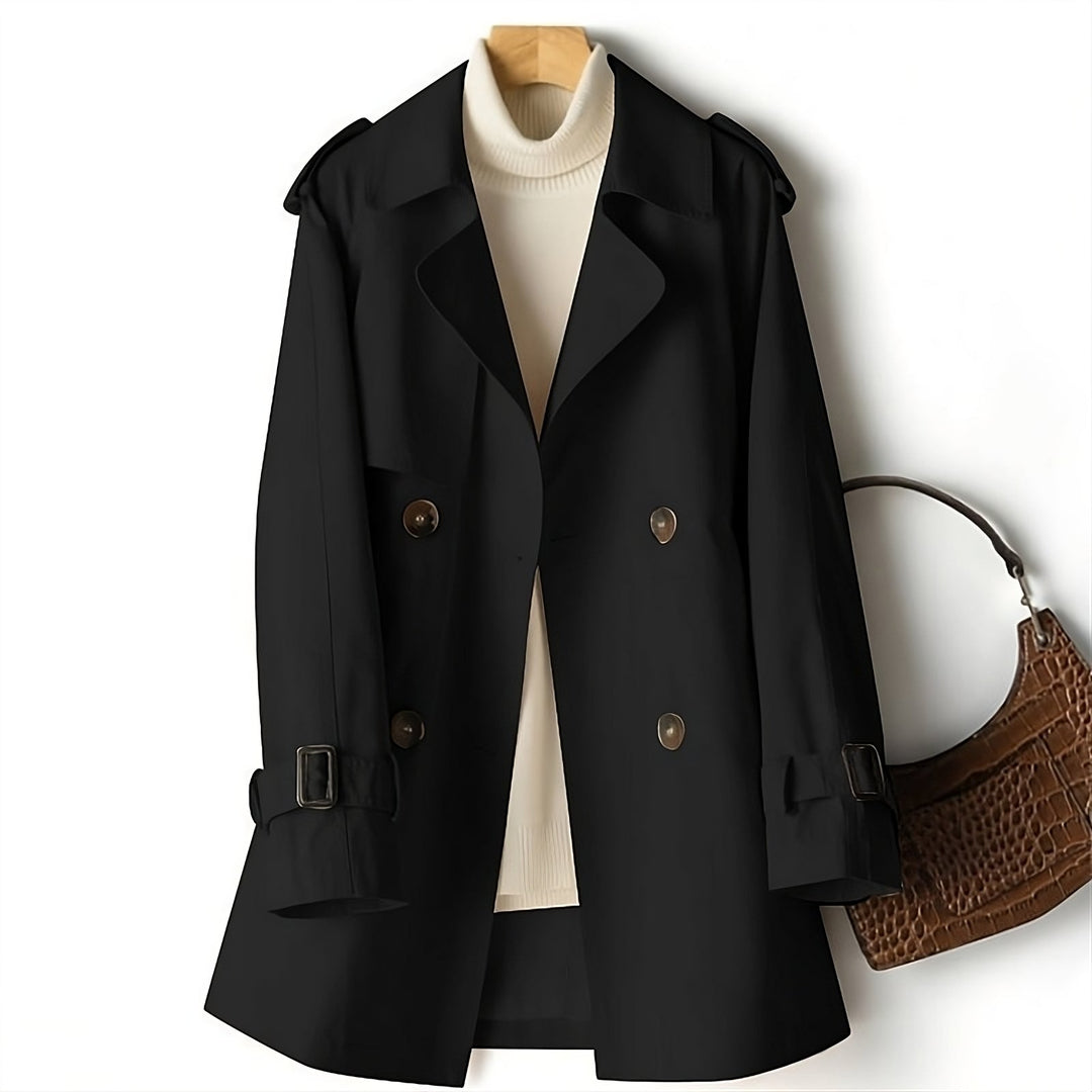 Long classic trench coat for women, perfect for winter fashion. Stylish and elegant autumn outerwear.