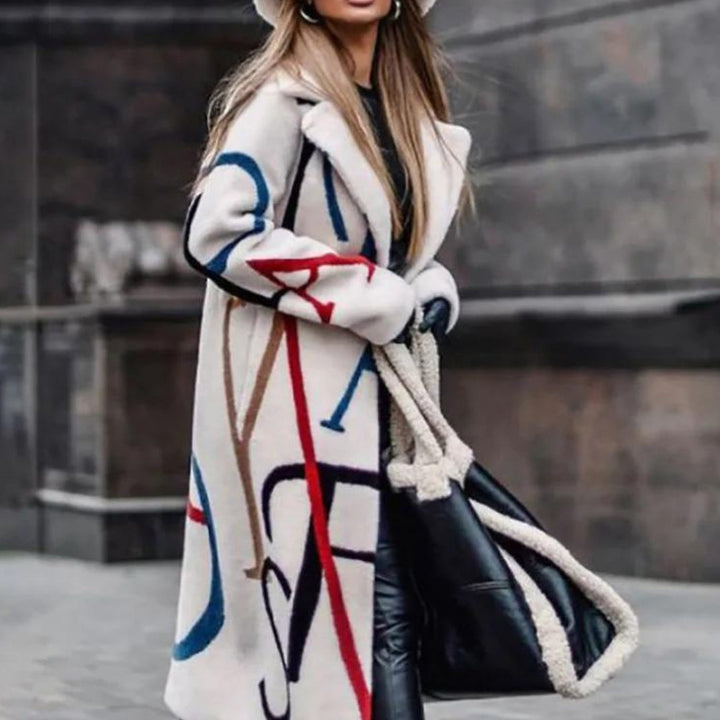 Women's long warm winter coat, Sofia style, for ultimate cold weather comfort. Elegant outerwear jacket.