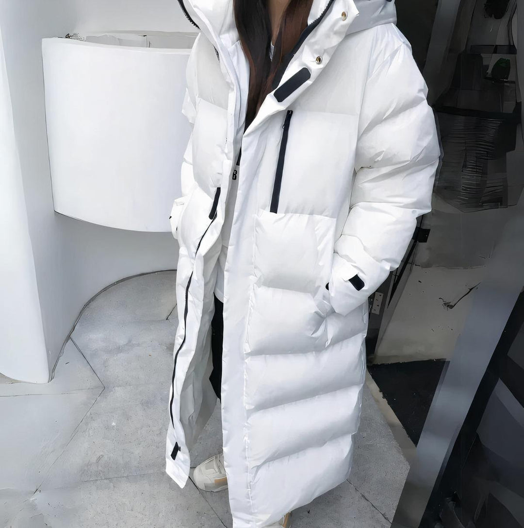 Women's long winter jacket, waterproof & windproof, a warm puffer coat for diverse cold weather needs.