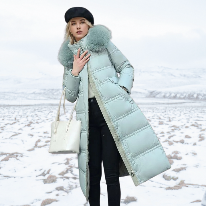 Soft touch women's faux fur winter coat, offering cozy protection and an elegant design for winter.