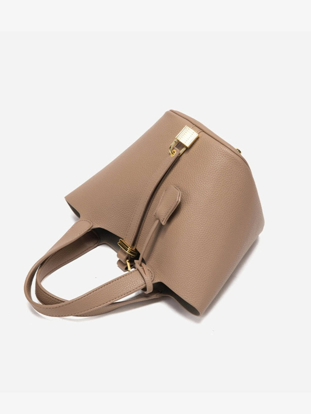 Spacious interior of the women's luxe leather bucket bag, ideal for everyday essentials.
